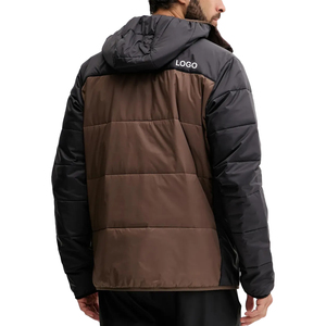 Veste matelassée légère et isolante pour homme, à capuche et blocs de couleur, entièrement zippée, idéale pour l'extérieur en hiver – Fabricant OEM sur mesure, forte demande - Product Image 3
