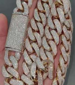 สร้อยคอแบบ Cuban Link ชุบทองคำสีกุหลาบ ประดับเพชรโมอิสซาไนต์ สไตล์ฮิปฮอป เครื่องประดับหรูหรา เงินแท้ 925 สำหรับงานแต่งงาน งานหมั้น ของขวัญสำหรับทุกเพศ - Product Image 5
