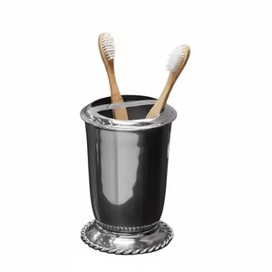 Modern Round Stainless Steel Countertop <b>Toothbrush</b> <b>Holder</b> Stand Bathroom Organizer Rustproof Design Eco-Friendly Two-piece - Product Image 2