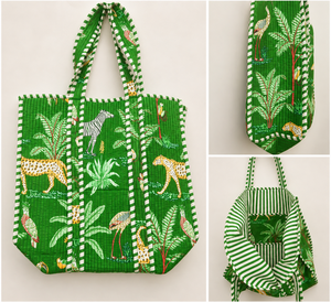Sofisticado bolso de mano con estampado de bloques Black Jungle Safari-Bolso versátil sostenible - Product Image 2