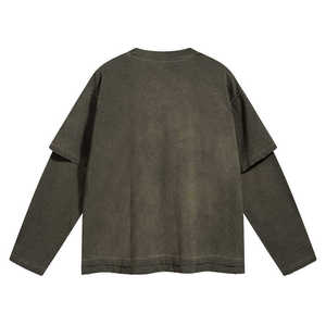 เสื้อยืดโอเวอร์ไซส์ผ้าฟลีซหนานุ่มสองชั้น แขนสั้น ผ้าฝ้าย 100% สไตล์สตรีทแวร์ ดีไซน์ขาดๆ แบบยูนิเซ็กส์ ขายดี - Product Image 1