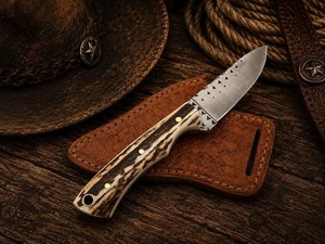 Cuchillo de Caza de Acero Inoxidable con Hoja Serrada de Punta Caída de 0.6 mm de Grosor con Funda de Cuero para Uso en Exteriores - Product Image 3