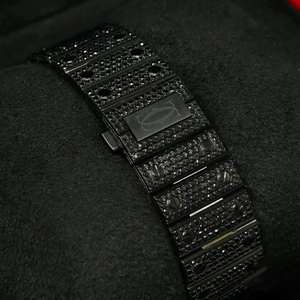 Montre automatique BOJ CATie.R014 entièrement noire, avec diamants romains VVS, verre luxueux, acier inoxydable, entièrement sertie de moissanite, mouvement automatique, 41 mm - Product Image 4