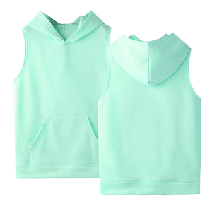Men's Solid Color Eco-Friendly <b>Waterproof</b> Breathable Knitted Polyester/Cotton Pullover <b>Hoodie</b> with Front Logo Regular Fit - Product Image 3