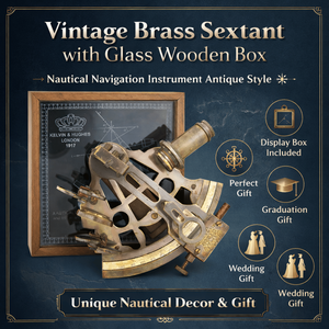 Sextante de Latón Vintage con Caja de Madera y Cristal | Instrumento de Navegación Náutica de Estilo Antiguo | Regalo Único para Boda o Graduación, Decoración - Product Image 5