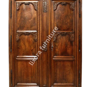 Luxury Handcrafted Solid Wood 2 Door <b>Wardrobe</b> Ornate Botanical Carving Antique Finish Armoire - Product Image 4