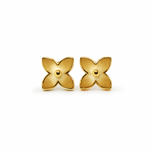 Ensemble de boucles d'oreilles pendantes florales en or jaune 18 carats avec sertissage clos, finition émail, polissage brillant, pour femme, idéal pour les fêtes, mariages, cadeau, bijoux fins - Product Image 4