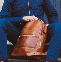 Mochila Portátil Vintage de Cuero Genuino Hecha a Mano al por Mayor, de Grano Completo, para Viajes, Negocios y Uso Casual, con Cremallera de Algodón