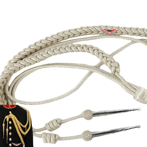 Silver Uniform Aiguillette Epaulettes Uniform Shoulder <b>Cord</b> Aiguillette Uniform Shoulder <b>Cord</b> Metallic Silver Tip - Product Image 3
