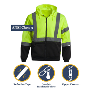 OEM Customized High Visibility Safety Reflective <b>Zip</b> <b>up</b> Hoodie Construction Zipper <b>Jacket</b> Hi Viz Work Men Hoodie - Product Image 2