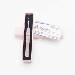 Pince à épiler diamantée en acier inoxydable enduite de papier professionnel à 45 degrés pour l'extension de cils Logo personnalisé de haute qualité pointu - Product Image 2