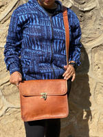 Sac à main classique en cuir de chèvre marron unisexe à la mode 9 "sac à bandoulière en cuir véritable sac à bandoulière personnalisé sacoche sacs à main de messager