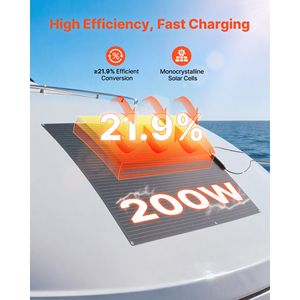 Pannello Solare Monocristallino Semiflessibile da 200W, Efficienza 21,9%, con Connettori MC4, Potenza Massima 300W o 400W - Product Image 2