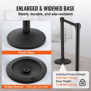 Confezione da 2 Pali Divisori Neri Retrattili da 2 Metri con Cinghia in Plastica per Controllo Folla e Gestione Code per Fiere - Product Image 3