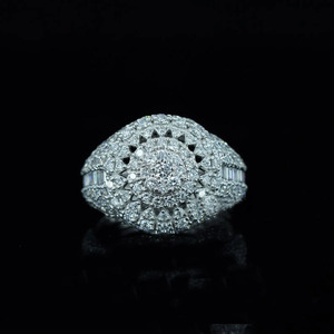 Bague de fiançailles pour homme en argent sterling 925 plaqué rhodium, style hip-hop bling-bling, bijou de déclaration pour rappeur, idéal pour les fêtes et les anniversaires - Product Image 1