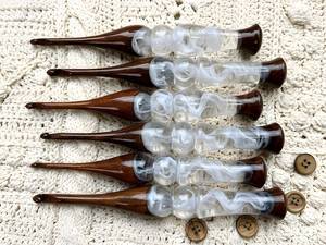 Handcrafted Wood Resin Crochet <b>Hook</b> Ergonomic Fashion Crochet Pearl White Yarn Accessories Sewing & Knitting <b>Hooks</b> Gift - Product Image 4