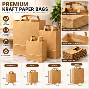 Bolsas de Compra de Papel Kraft Personalizadas con Asas, Bolsas de Embalaje de Regalo de Papel Marrón Reciclables y Ecológicas, Venta al por Mayor - Product Image 2