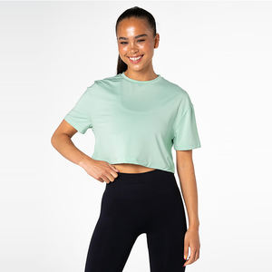 Top Corto Deportivo para Mujer, de Algodón, 180 g/m², Elástico, de Alta Calidad, con Logotipo Personalizado, Liso, Transpirable, de Secado Rápido, para Gimnasio y Entrenamiento - Product Image 2