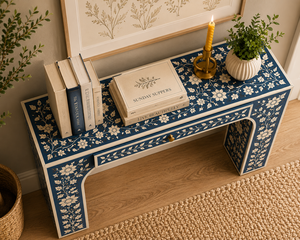 Custom Bone Inlay <b>Console</b> <b>Table</b> with Drawer Decorative Entryway <b>Desk</b> Luxury Hallway Accent Furniture For Living Room Decor - Product Image 2
