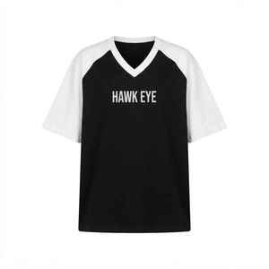 Women's Black White Half Sleeve <b>V</b>-<b>Neck</b> <b>Oversized</b> <b>T</b>-<b>Shirt</b> Loose Fit Cotton Jersey Print Logo Top - Product Image 6