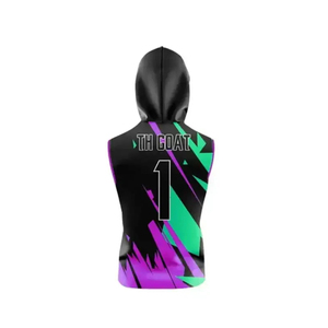 Débardeur à capuche sans manches, imprimé géométrique sublimé, anti-humidité, ajusté, unisexe adulte, toutes saisons - Product Image 4