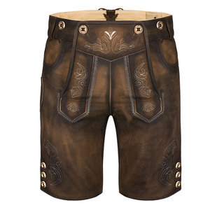 Pantalones Cortos Bávaros de Cuero Marrón para Hombre, Bordados, de Cintura Alta, Casuales, Tipo Bermuda, Impermeables, Transpirables, con Logotipo Frontal, de Poliéster Sólido - Product Image 2