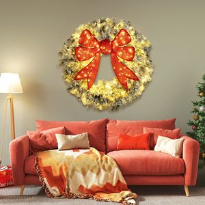 Ghirlanda Natalizia Oro e Bianca con Bacche e Ornamenti, Decorazione per Esterni e Interni in PVC a Forma di Fiore, Nessuna Spedizione nei Fine Settimana - Product Image 5