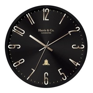 Premium Black/Gold Metal Round Industrial Handmade <b>Wall</b> <b>Clock</b> 80cm Diameter | Harris & Co. Clockmaster Design - Product Image 1