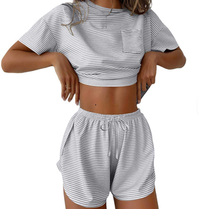 Ensemble court d'hiver vintage à carreaux pour femme, respirant, séchage rapide, léger, 2 pièces, vente chaude - Product Image 3
