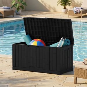 60 Gallon <b>Lockable</b> Resin Deck <b>Box</b> UV Resistant Waterproof Outdoor <b>Storage</b> Bin for Patio Cushions Portable 1 Pack - Product Image 1