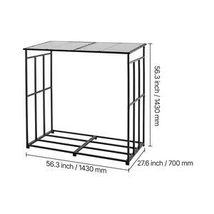 "Powder-Coated Firewood Rack 4 ft Outdoor 1/4 Cord Capacity 660lb Max <b>Weight</b> Sloped Roof Log <b>Storage</b> Shed" - Product Image 5