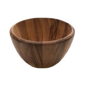 Tazón de madera redondo para servir con base estable de acabado fino y tono natural, ideal para una presentación elegante de alimentos. - Product Image 6