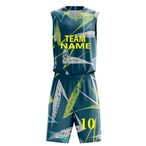 Ensemble de maillots de basket-ball unisexe, respirant, séchage rapide, 100% polyester, faible quantité minimum de commande, grandes tailles, vêtements de sport, t-shirt - Product Image 1