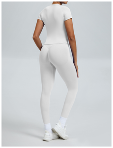 Conjunto de 2 Piezas para Yoga, Cuello Redondo sin Tirantes, Manga Larga, Cintura Alta, Largo Completo, Sin Costuras, Transpirable, Estampado, Ropa Deportiva, Elástico en 4 Direcciones - Product Image 6
