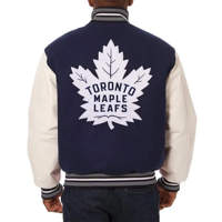 Veste universitaire des Maple Leafs de Toronto pour hommes et femmes, bleu et blanc, veste de baseball, logo brodé personnalisé, streetwear d'hiver