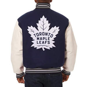 Toronto Maple Leafs Varsity <b>Jacket</b> <b>Men</b> Women Blue <b>White</b> Baseball Letterman <b>Jacket</b> Custom Embroidered Logo Winter Streetwear - Product Image 4