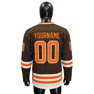 Maillot de hockey sur glace unisexe en maille 100 % polyester imprimé, avec broderie de logo personnalisé, séchage rapide et respirant, pour équipe – Conception gratuite - Product Image 2