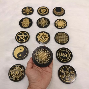 แผ่นรองแก้วคริสตัลหินอาเกต RAIS AGATE ลายแกะสลักเงาสีดำ ดีไซน์ฝังลายศิลปะ ของสะสม ชุดจานตกแต่ง - Product Image 5