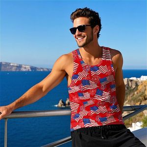Custom Tank Top Sublimation Print USA Flag <b>Mens</b> Tank Tops Casual Singlet Old Glory Red <b>White</b> Blue Artwork <b>Mens</b> Sleeveless <b>Vests</b> - Product Image 3