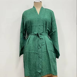 Kimono de Seda India, Suave, para Novia y Damas de Honor, Ropa de Dormir de Verano, Personalizada, Hermosa, Hecha a Mano, con Frente Largo - Product Image 1