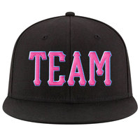Casquette de baseball noire à 6 panneaux avec broderie du logo M rose sur le panneau avant, ajustée, unisexe, style décontracté printemps-été