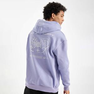 Meilleure vente pull-over surdimensionné d'hiver pour hommes, sweat à capuche en coton mélangé de haute qualité, épaules tombantes, écran personnalisable, teint uni - Product Image 5