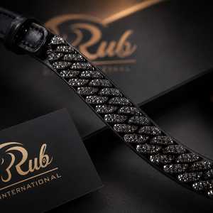 Cabestro de cuero Rub International con adornos de diamantes de imitación dorados, accesorio ecuestre decorativo - Product Image 3