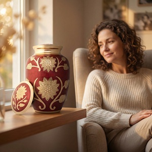 Urne funéraire en métal sur mesure, durable, pour cendres, grande taille adulte, urne commémorative de crémation, fabricant et fournisseur indien - Product Image 3