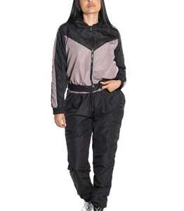 Custom Women's Color Block Lightweight Polyester/<b>Nylon</b> Tracksuit-Waterproof Windbreaker Jacket & Ankle-Length <b>Joggers</b> Set - Product Image 4