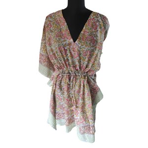 Hand Block Printed Cotton Kaftan XL Indian Caftan KFCS196 Abaya Kaftan Dubai Fashion Handmade Maxi Design Short Jalabiya Style - Product Image 1