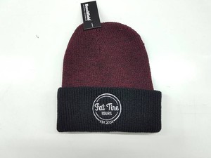 Custom Waffle Knit Beanie <b>Cap</b> with Modern Textured Design Soft Warm Material Maroon And Black Cuffed Design Casual Style - Product Image 1