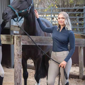 Camiseta de Equitación Profesional para Mujer, Transpirable, Elástica, Ligera, de Manga Corta, Ropa Ecuestre - Product Image 1