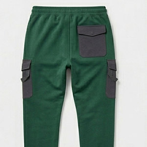 Pantalon de survêtement en coton vert pour homme avec poches cargo, taille élastique et cordon de serrage, style décontracté, idéal pour l'automne - Product Image 4