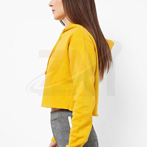 เสื้อฮู้ดครอปสีเหลืองขายดี ผ้าฝ้ายฟลีซ 100% นุ่ม อุ่น สวมใส่สบาย แขนยาว แฟชั่นลำลอง สำหรับผู้หญิง - Product Image 2